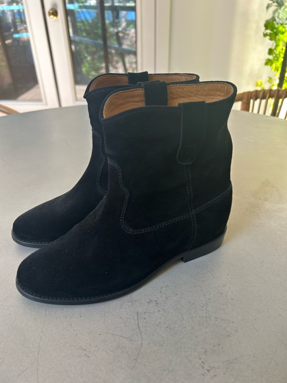 ISABEL MARANT Crisi Black Suede Pointed Toe Ankle Boots Size 37.5 Low Heel - Picture 6 of 7